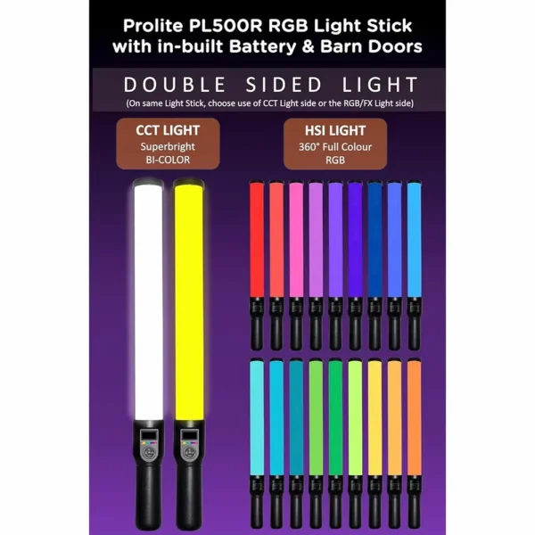 Prolite LED Light Stick PL500R | Dual-Side Lighting, 15 Light Effects, 6000lux