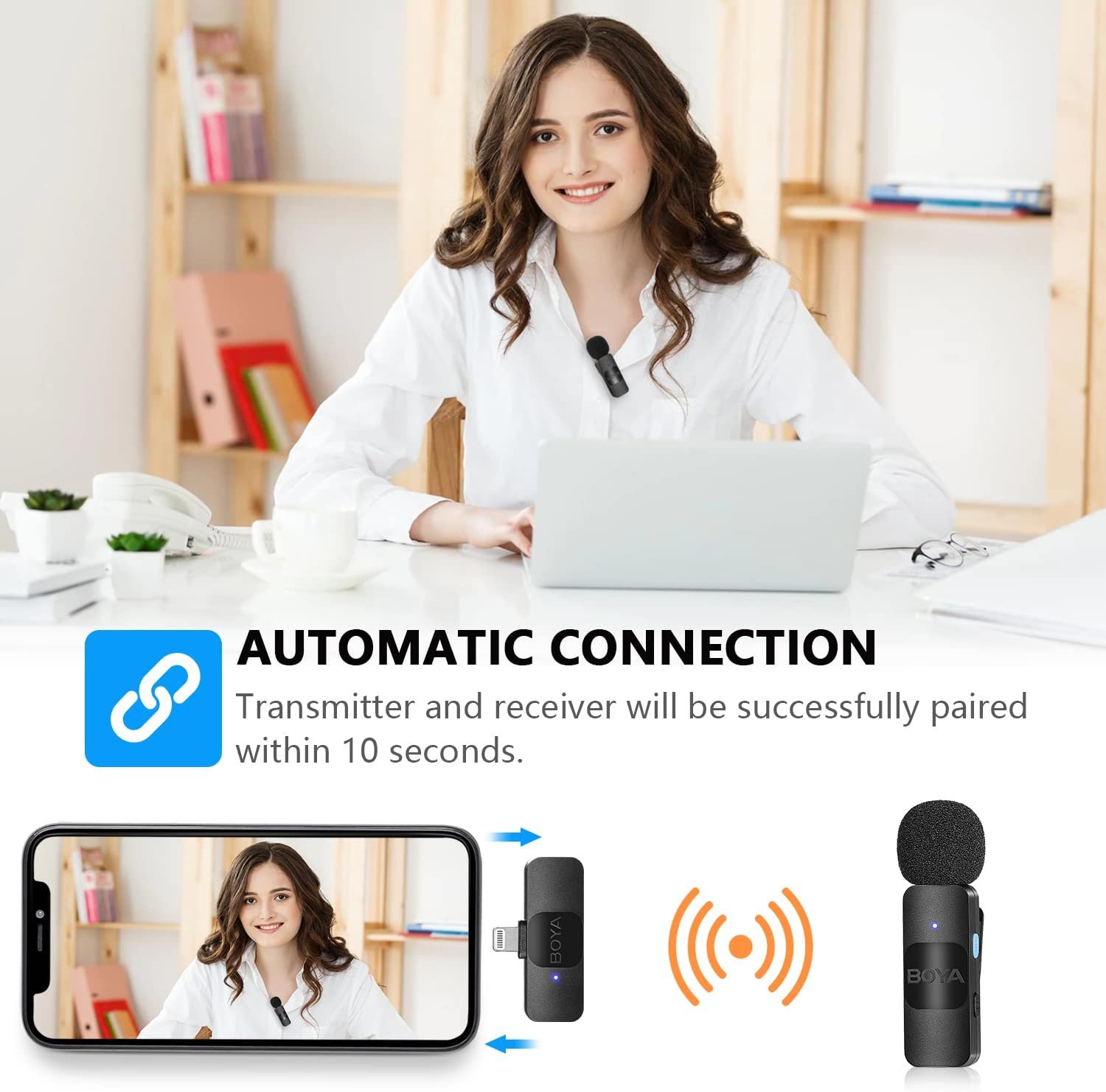 BOYA BY-V1 Wireless Lavalier Microphone for iPhone - Image 9