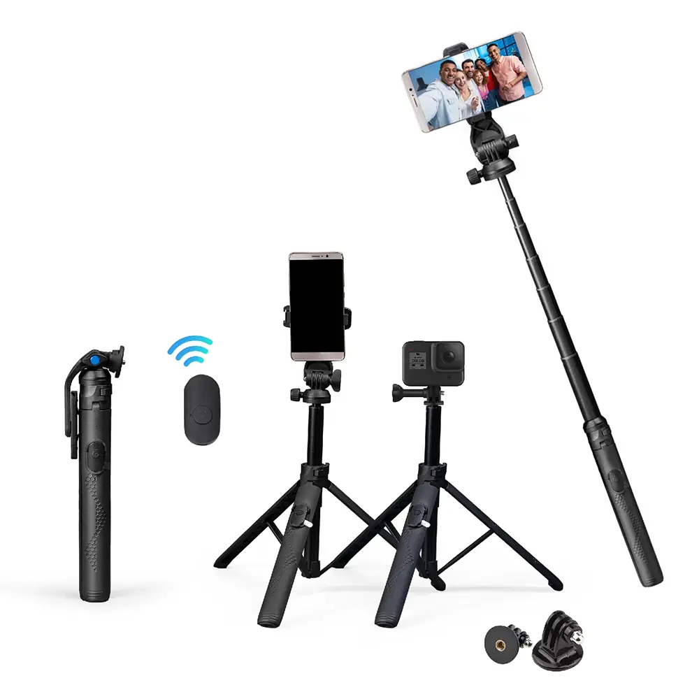 Digitek (DTR-525 SS) Portable Selfie Stick Tripod with Wireless Remote & 3-Leg Tripod Base