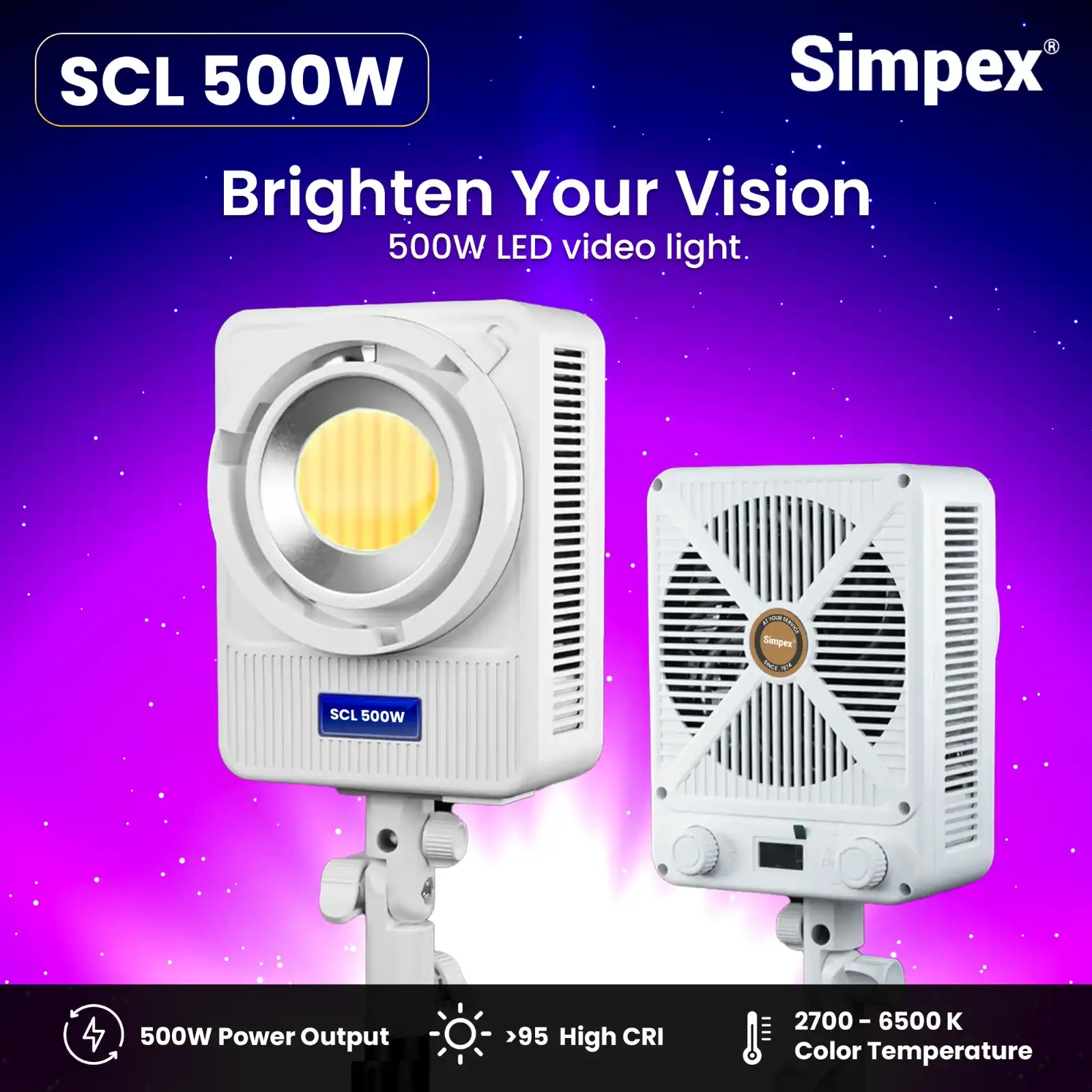 Simpex SCL 360W Bi Color Continuous LED Light with Bowens Mount - Image 6