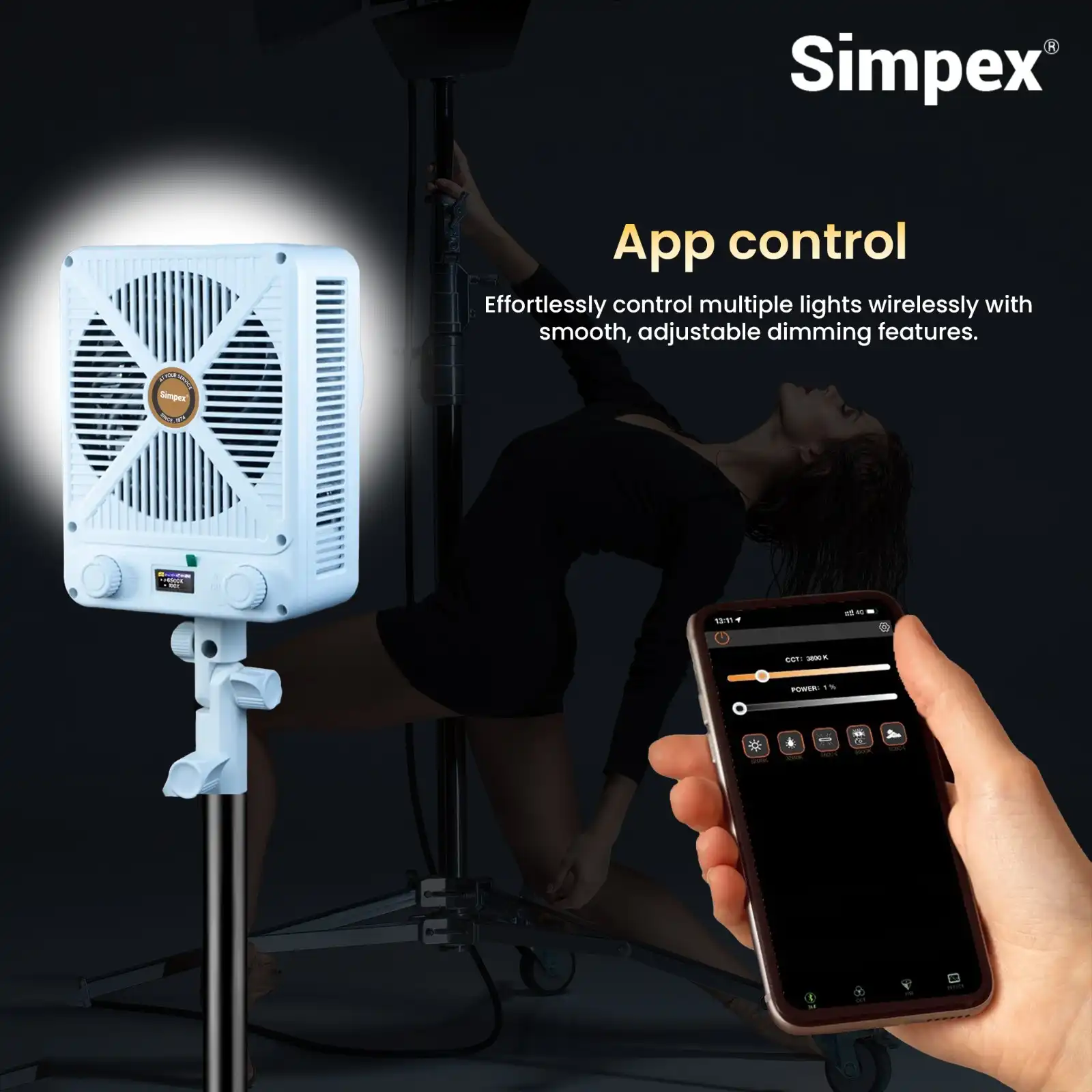 Simpex SCL 360W Bi Color Continuous LED Light with Bowens Mount - Image 4