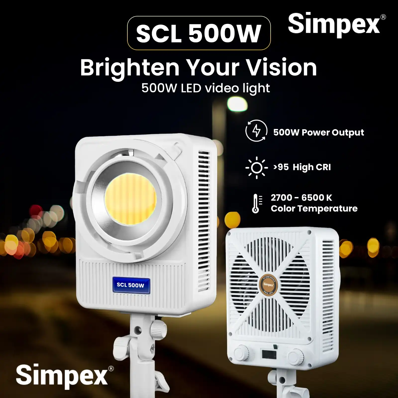 Simpex SCL 360W Bi Color Continuous LED Light with Bowens Mount - Image 3