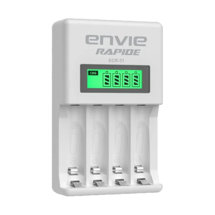 ENVIE ECR 31 Rapide Ultra Fast Charger for Rechargeable Batteries AA & AAA Ni-mh, with LCD Display with Smart Charge Control System