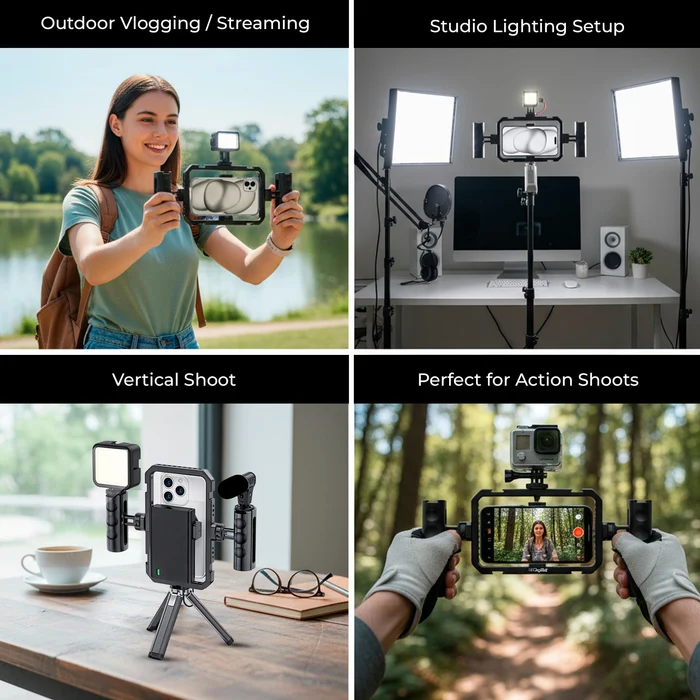 Digitek (DSC 002) Handheld Aluminum Alloy Universal Smartphone Cage Video Rig for Vloggers - Image 4