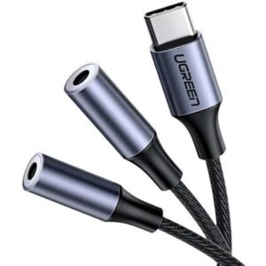 UGREEN AV144 USB-C to dual 3.5mm audio cable in Space Gray