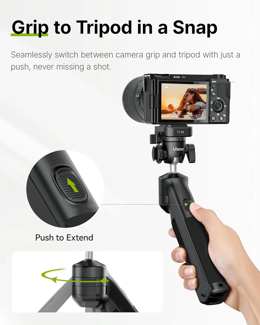 ULANZI TT38 Mini Tripod w/ Uka F38 QR for DJI/Insta360/Sony, Tabletop Stand - Image 2