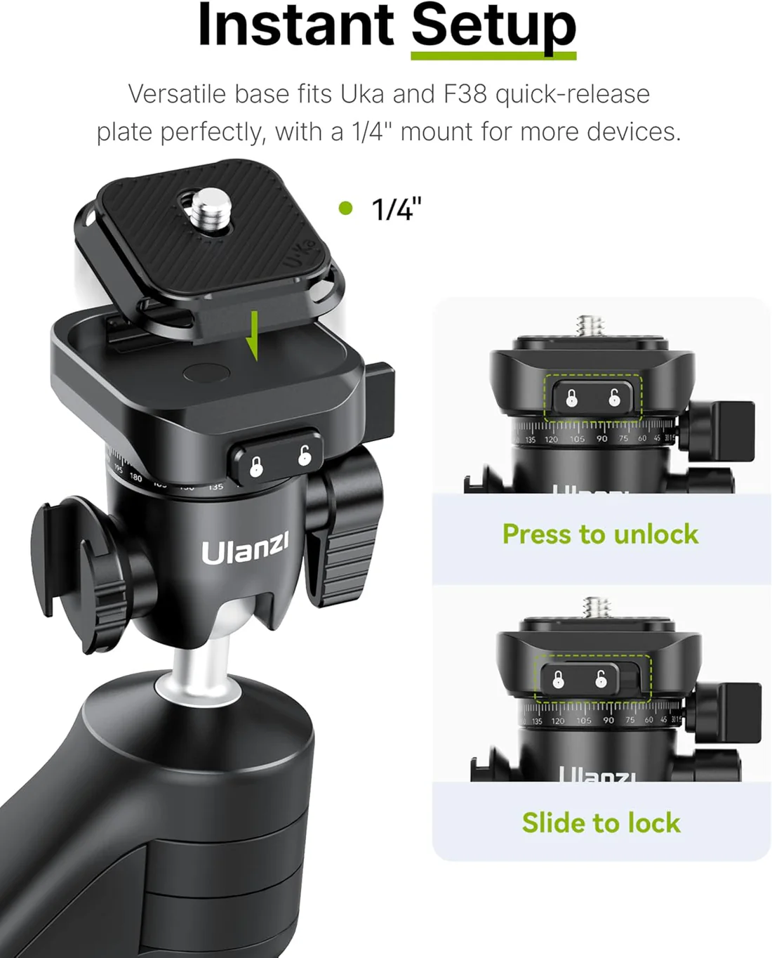 ULANZI TT38 Mini Tripod w/ Uka F38 QR for DJI/Insta360/Sony, Tabletop Stand - Image 7